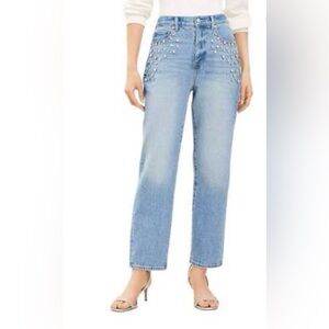 Loft Women’s Rhinestone High Rise Straight Jeans Size 14